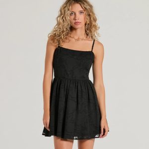 Destined For Love Lace-Up Short Skater Dress
