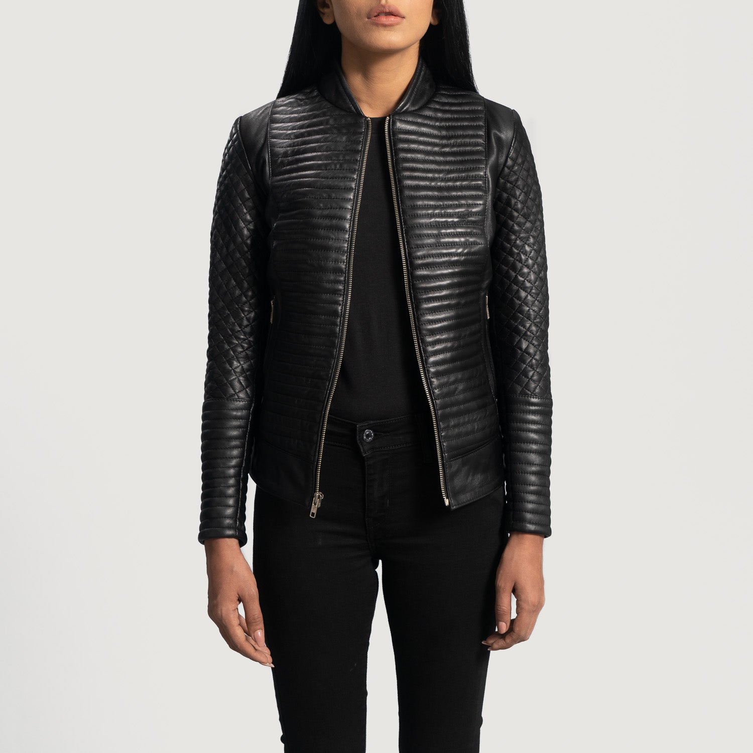 Cityscape Black Leather Biker Jacket - Image 3