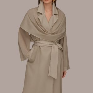 DRAPED DOUBLE-BREASTED TRENCH COAT