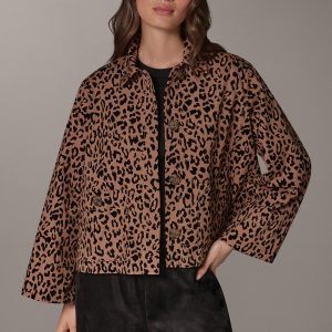 LEOPARD BELL SLEEVE TRAPEZE JACKET