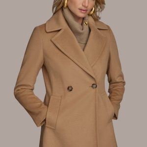 WOOL BLEND DOUBLE-BREASTED PEACOAT