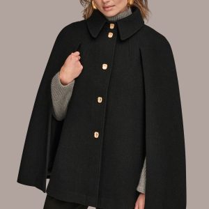 WOOL BLEND BUTTON FRONT CAPE