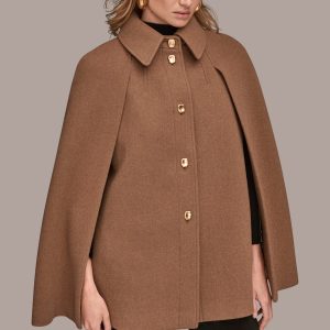 WOOL BLEND BUTTON FRONT CAPE