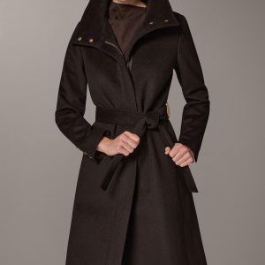 WOOL BLEND FUNNEL NECK COAT