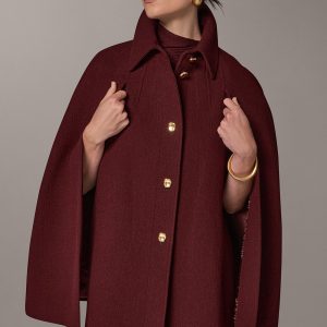 WOOL BLEND BUTTON FRONT CAPE