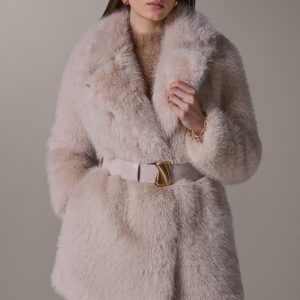 HIGH NECK FAUX FUR COAT