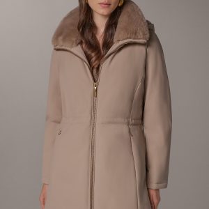 FAUX FUR COLLAR HOODED COAT