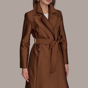DOUBLE COLLAR SATIN TRENCH COAT