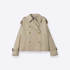 Eyemouth Gabardine Double Breasted Short Trench Coat