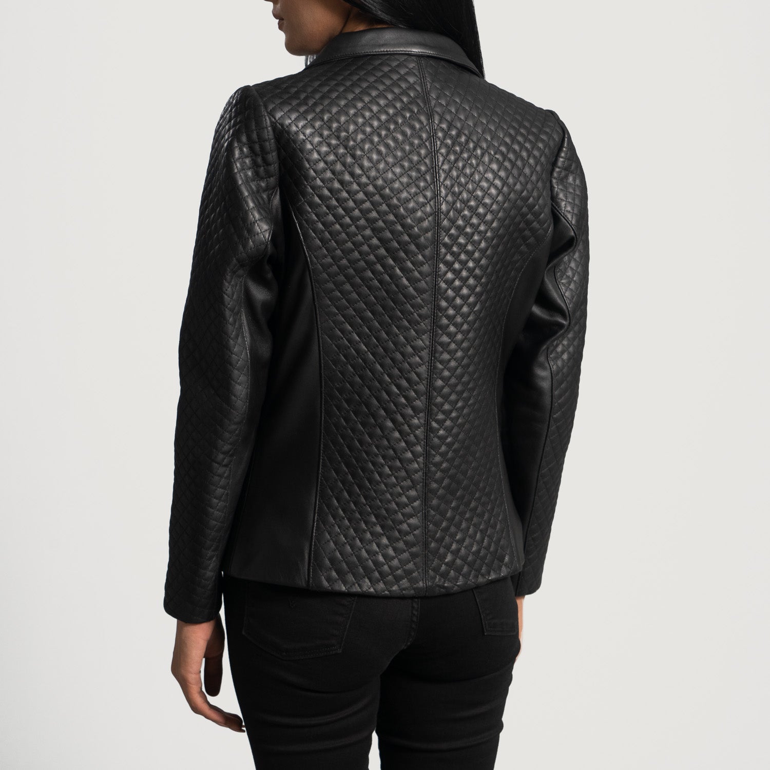 Cora Quilted Black Leather Blazer - Image 6